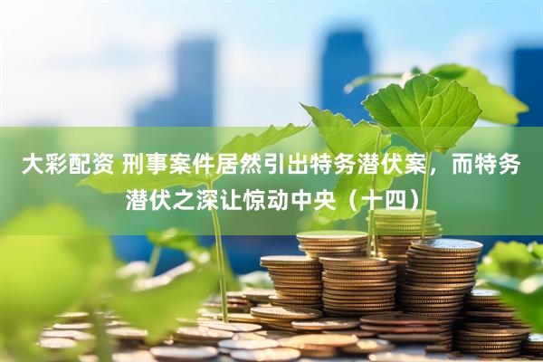 大彩配资 刑事案件居然引出特务潜伏案，而特务潜伏之深让惊动中央（十四）